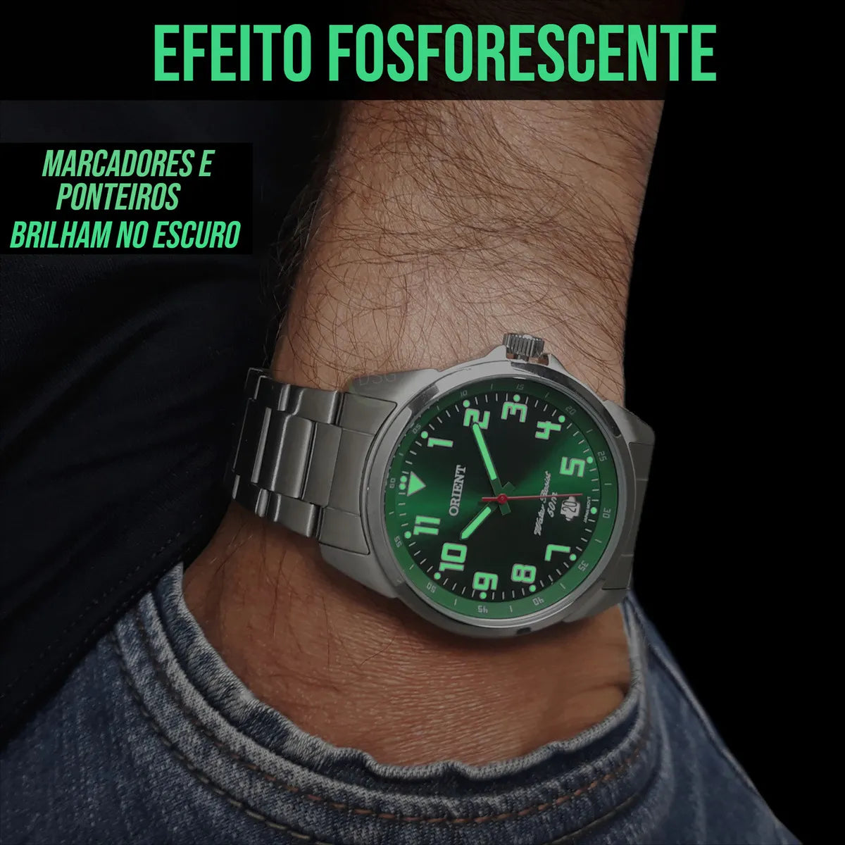 Relógio Masculino Orient Analógico Aço Fundo Verde