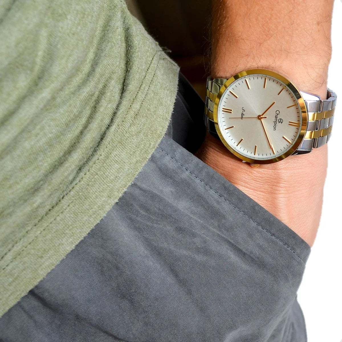Relógio Champion Masculino Prata & Dourado