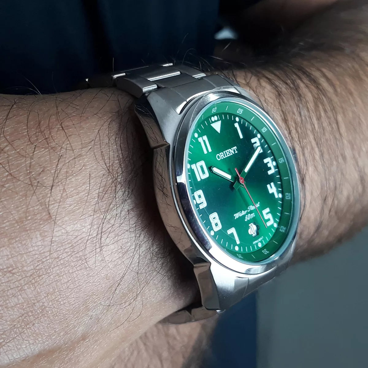 Relógio Masculino Orient Analógico Aço Fundo Verde