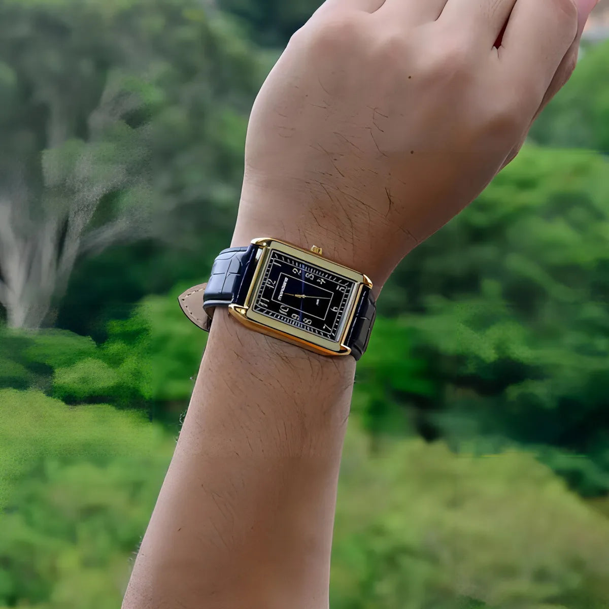 Relógio Mondaine Masculino Quadrado Couro Fundo Preto