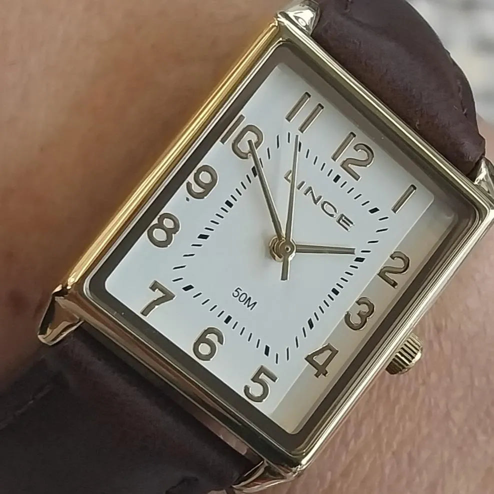 Relógio Lince Feminino Dourado Couro