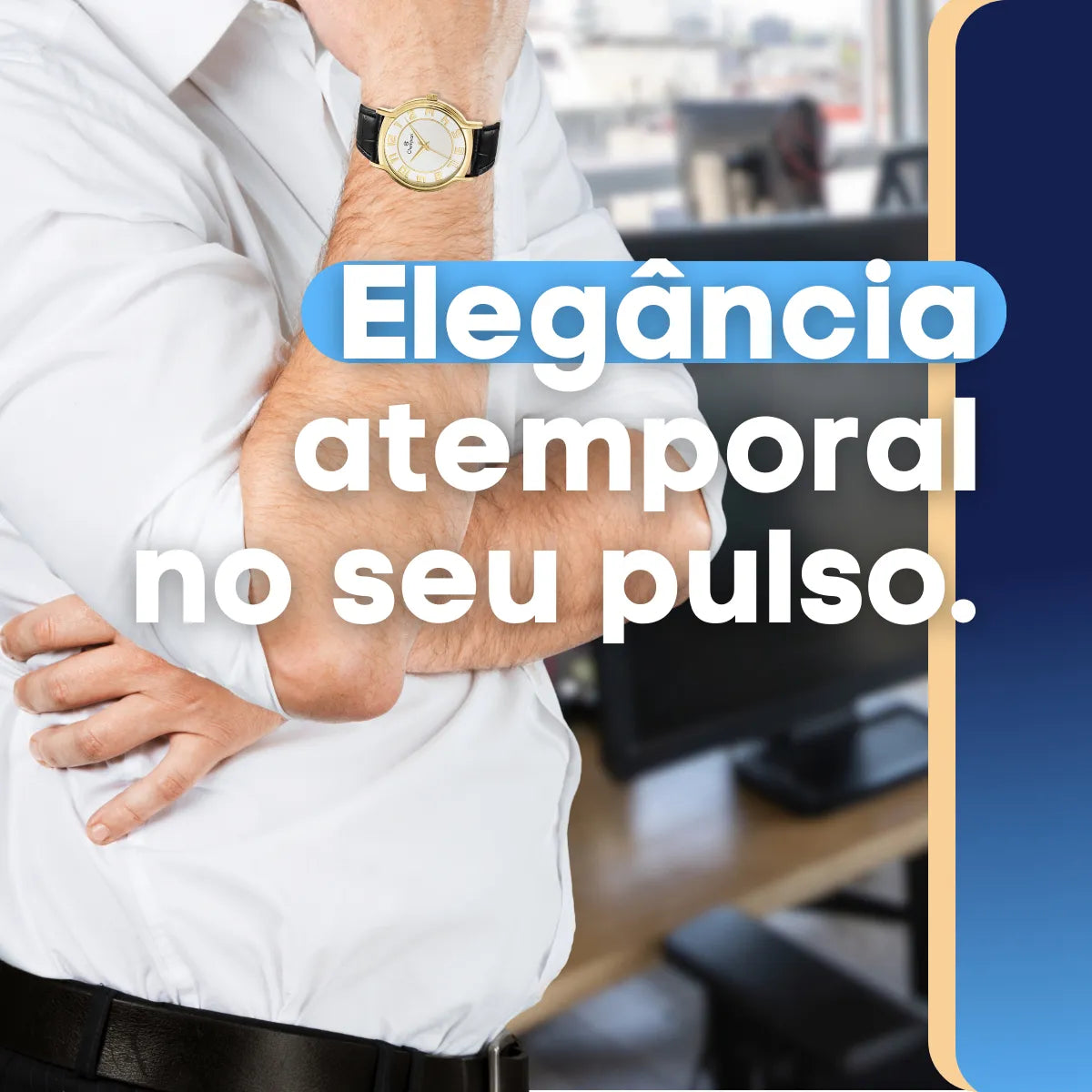 Relógio Champion Masculino Couro Dourado Mostrador Branco