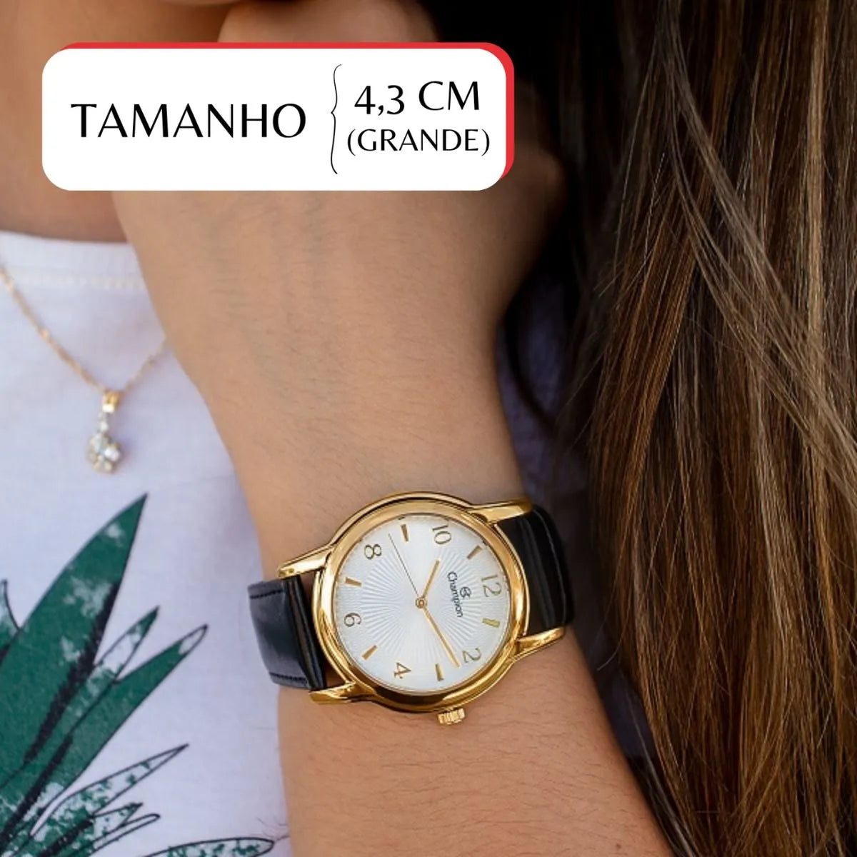 Kit Relógio Champion Feminino Colar e Brincos