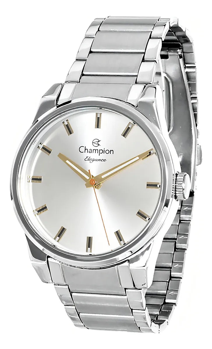 Relógio Champion Masculino Prata Fundo Branco