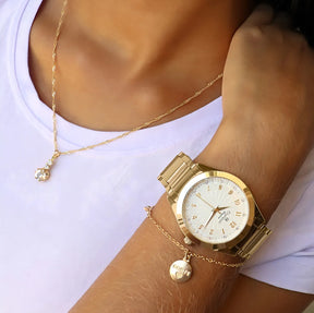 Kit Relógio Champion Feminino  Colar e Brincos