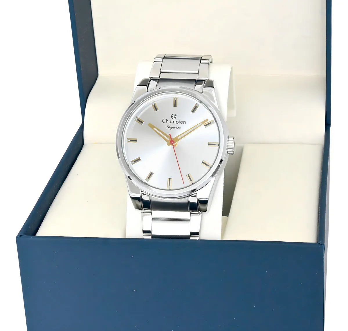 Relógio Champion Masculino Prata Fundo Branco