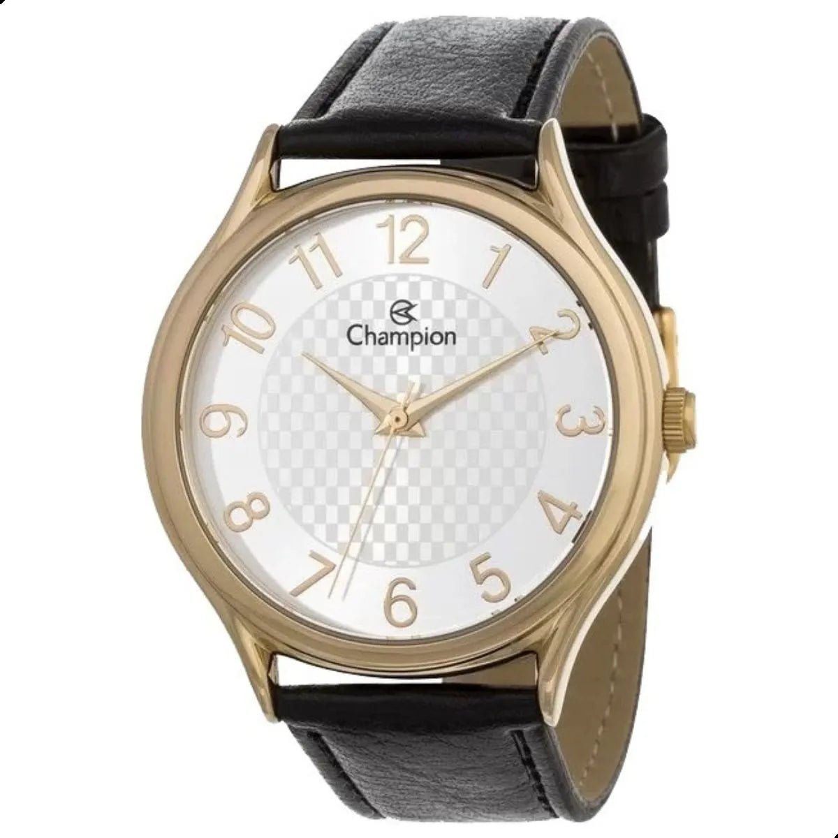 Kit Relógio Champion Feminino Couro Colar e Brincos Preto